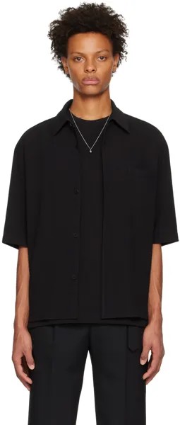 Черная рубашка с воротником-стойкой Solid Homme