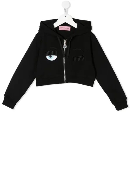 Chiara Ferragni Kids укороченное худи Flirting на молнии