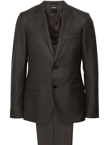 Zegna шерстяной костюм с однобортным пиджаком, коричневый