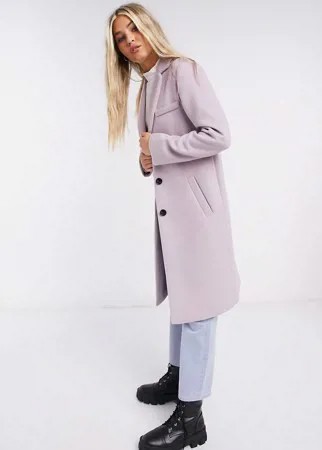 Лавандовое однобортное пальто Gianni Feraud-Фиолетовый цвет