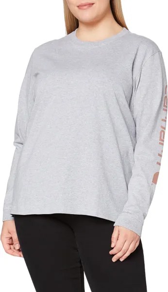 Плюс размер Свободная футболка с длинными рукавами и рисунком Carhartt, цвет Heather Gray