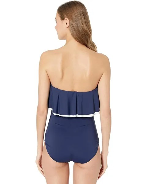 Купальник COCO REEF Keepsake Solid Agate Ruffle Bandeau One-Piece, цвет Navy Captain