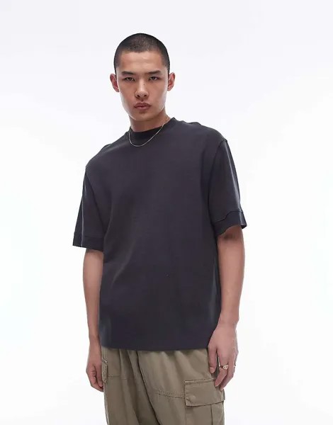 Topman – Качественная мягкая футболка oversize антрацитового цвета