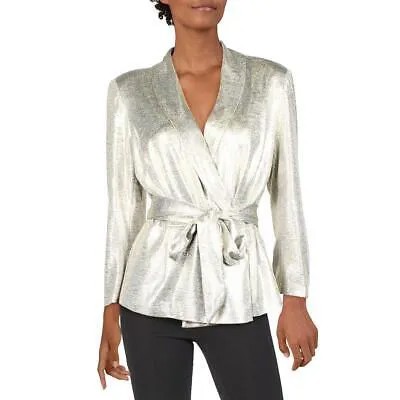 Adrianna Papell Женская блузка с запахом и длинными рукавами золотого цвета металлик 14 BHFO 5598