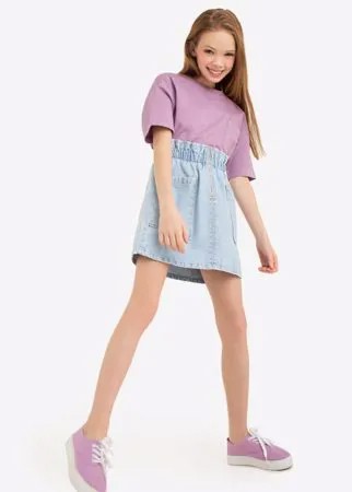 Голубая джинсовая юбка Paperbag для девочки Gloria Jeans