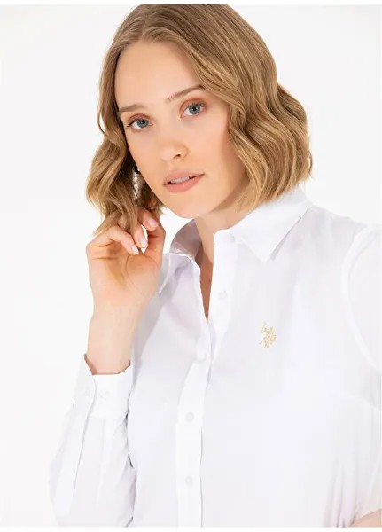 Светло-белая женская рубашка U.S. Polo Assn., светло-белый