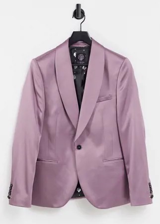 Розовато-лиловый атласный пиджак с широкими лацканами наклонной формы Twisted Tailor-Фиолетовый цвет