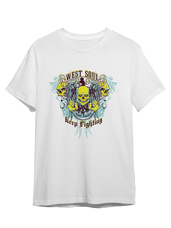 Футболка унисекс СувенирShop West Soul / Keep Fighting / Череп 257 белая 2XL (52-54)