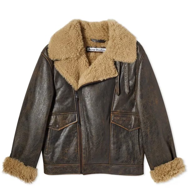 Куртка Acne Studios Liana Cracked Shearling, цвет Brown & Beige