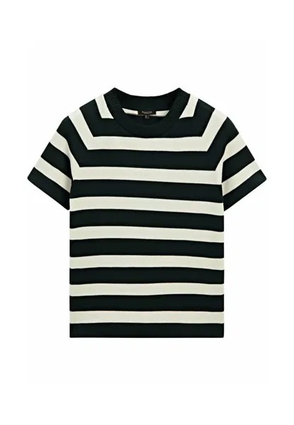 Футболка с принтом SHORT SLEEVE WITH RAGLAN Massimo Dutti, цвет black