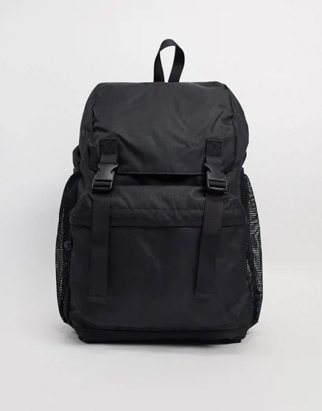 Черный рюкзак в стиле милитари Topman