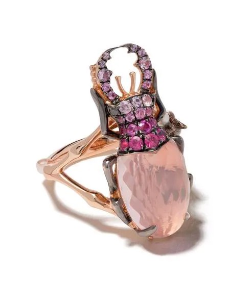 Annoushka кольцо Mythology из розового золота с кварцем, бриллиантами и сапфирами