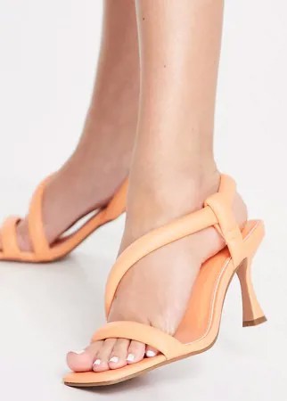 Босоножки на среднем каблуке персикового цвета для широкой стопы с мягкими ремешками ASOS DESIGN Hanson-Оранжевый цвет