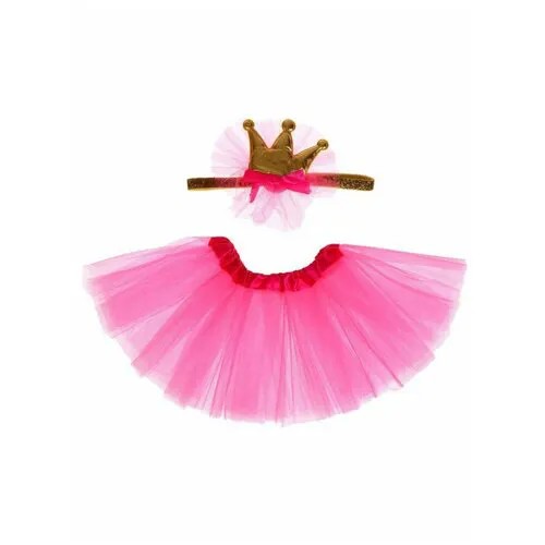 Карнавальный набор Принцесса 2 предмета повязка юбка двухслойная 3 5 лет цвет розовый