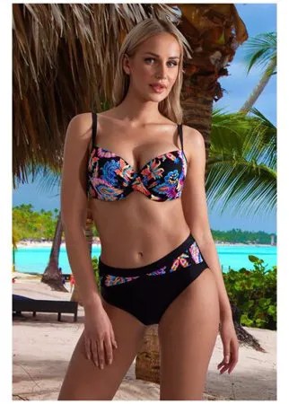 Раздельный купальник Barbara с цветочным принтом, Verano, Польша, размер 48, цвет черный