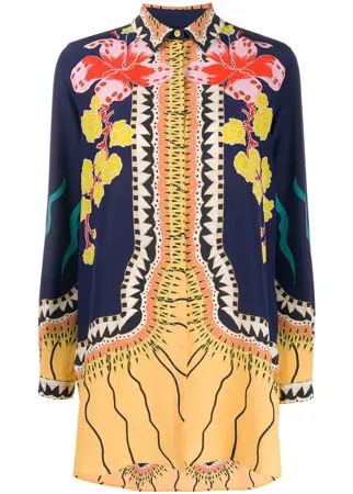 Etro блузка с цветочным узором и длинными рукавами