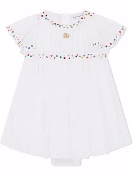 Dolce & Gabbana Kids шелковое платье с заклепками