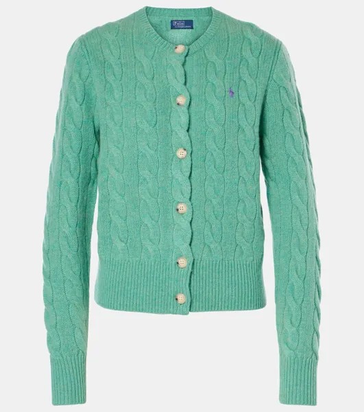 Кардиган из шерсти и кашемира, вязка косами Polo Ralph Lauren, цвет spring green