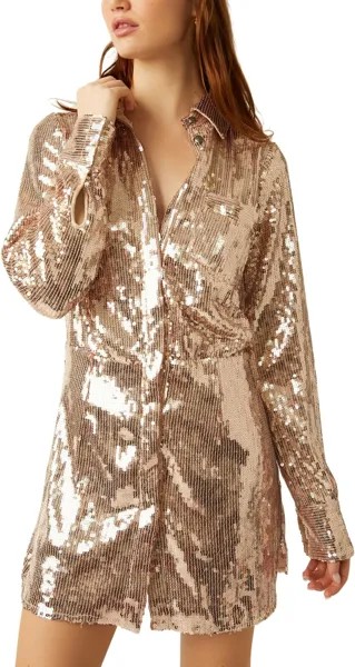 Платье Sophie Sequin Mini Free People, цвет Champagne