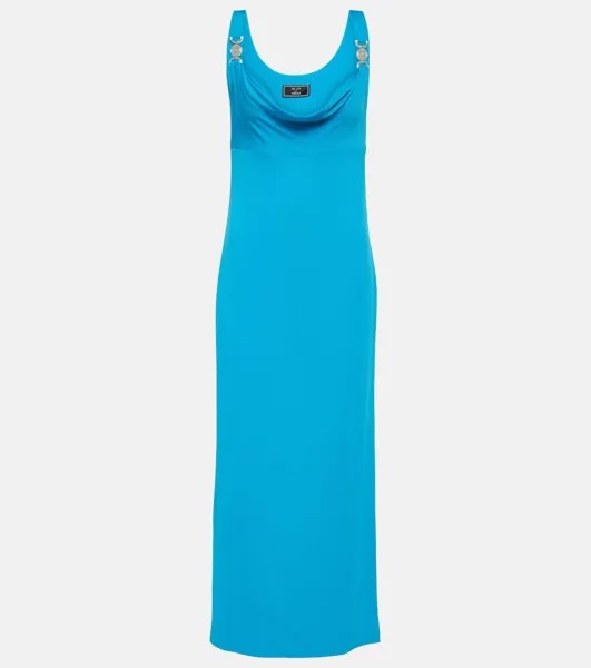 Платье макси medusa '95 из джерси Versace, синий