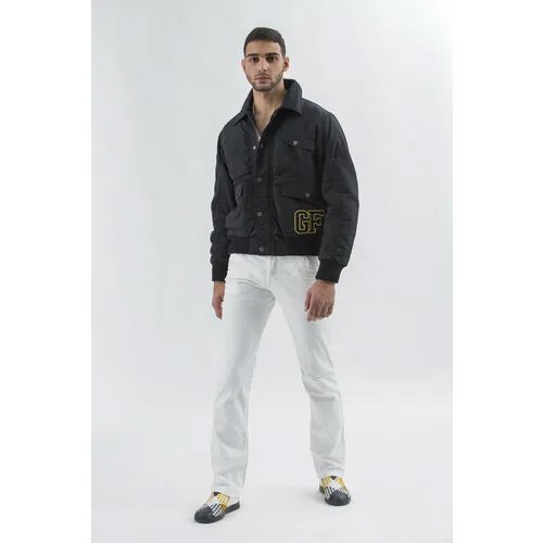 Бомбер GF Ferre, демисезон/зима, силуэт прямой, внутренний карман, ветрозащитная, водонепроницаемая, карманы, утепленная, без капюшона, манжеты, размер M, черный