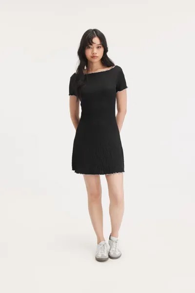 Мини-Платье со сборками и короткими рукавами Monki, черный