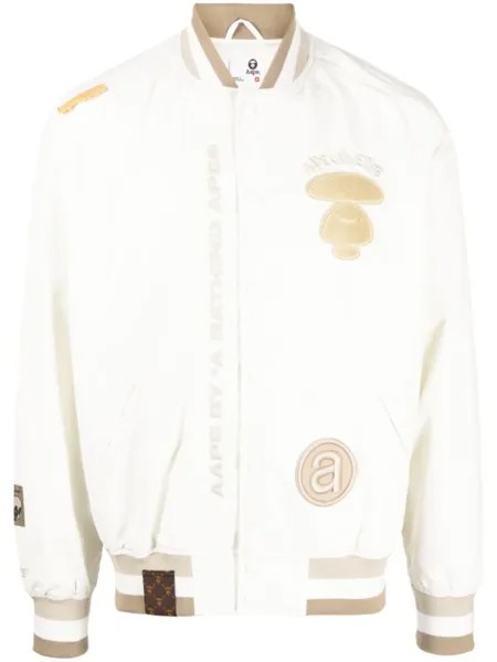 A Bathing Ape embroidered bomber jacket, белый