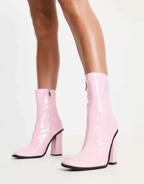 Розовые ботинки-носки на блочном каблуке RAID Saylor