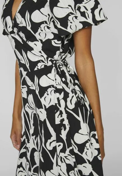 Летнее платье Vilovie Wrap Midi Dress VILA, черное