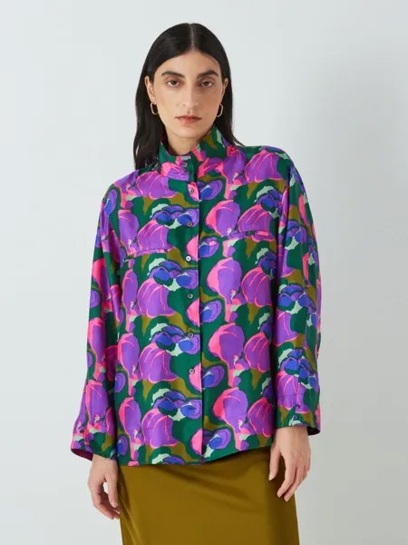 SOEUR Violon Шелковая блузка с цветочным принтом, Многоцветный