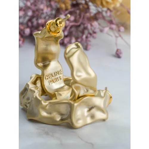 Серьги пусеты , керамика, золотой