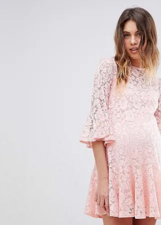 Кружевное свободное платье для беременных Queen Bee-Розовый