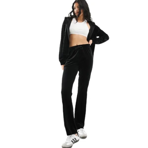 Спортивные брюки Pieces Velour Flare, черный