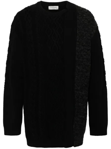Yohji Yamamoto свитер с косой вязкой, черный