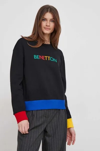 Хлопковая толстовка United Colors of Benetton, черный