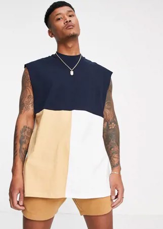 Белая oversized-майка в стиле колор блок из органического хлопка ASOS DESIGN-Белый