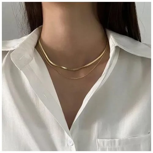 Колье, длина 40 см, золотой