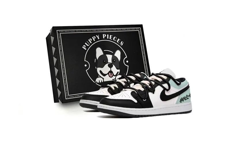 Кроссовки Air Jordan 1 Vintage Basketball Shoes Men Low-top Black/White/Green, зеленый