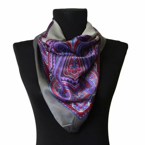 Платок Roby Foulards,90х90 см, серый