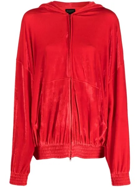 Balenciaga бархатное худи с кристаллами, красный