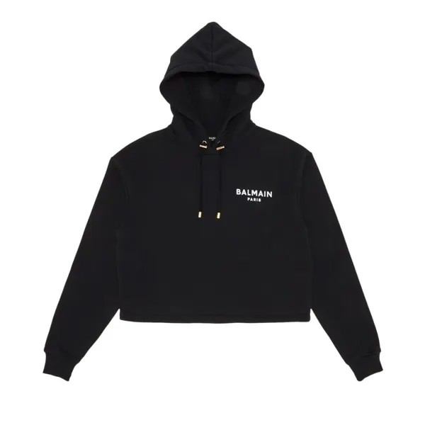 Худи Balmain Flock Detail Cropped 'Black/White', черный
