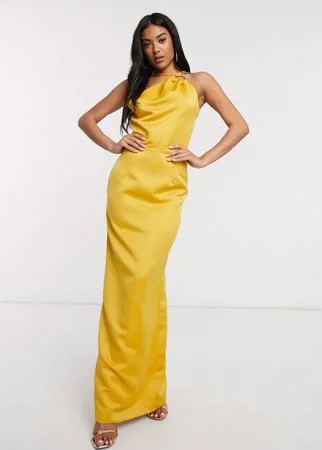 Атласное платье макси Yaura-Желтый