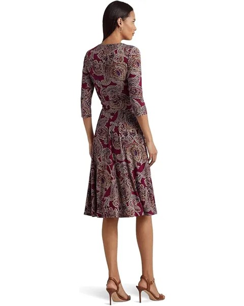 Платье LAUREN Ralph Lauren Paisley Surplice Jersey Dress, цвет Burgundy Multi