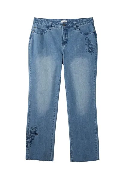 Джинсы со сложной цветочной вышивкой sheego, цвет Blue Denim