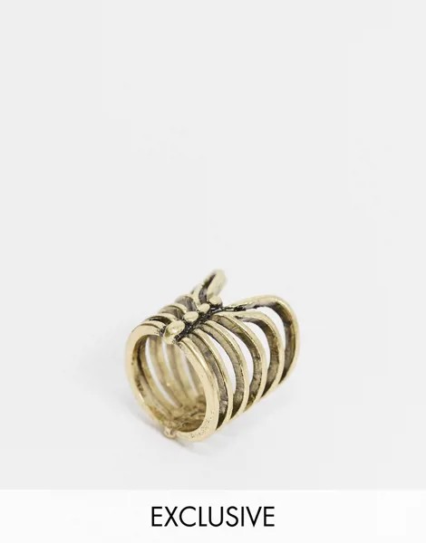 Золотистое кольцо в стиле грудной клетки Reclaimed vintage-Серебряный