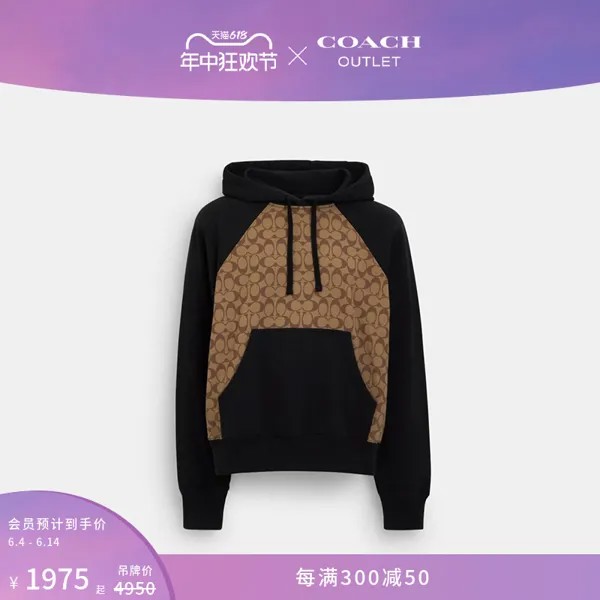 Толстовка классическая мужская Coach Outlet с капюшоном и логотипом, хаки
