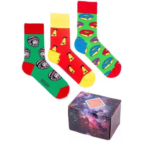 Цветные носки Babushka, набор носков с принтом, 3 пары в коробке, размер 41-46, CMB-9