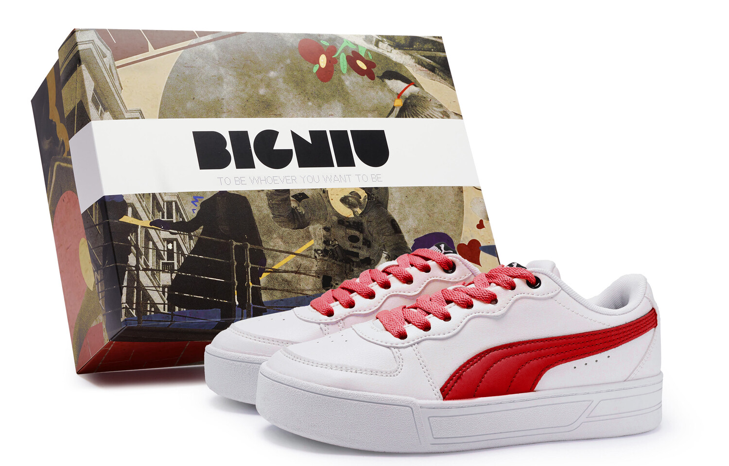 Кроссовки Puma Skye Skateboarding Shoes Women's Low-top White/Red, белый/красный
