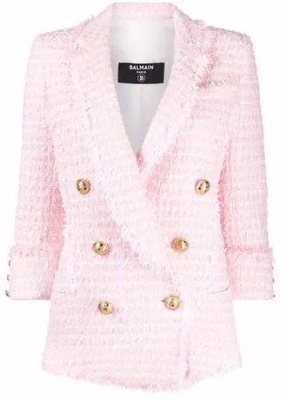 Balmain двубортный твидовый пиджак