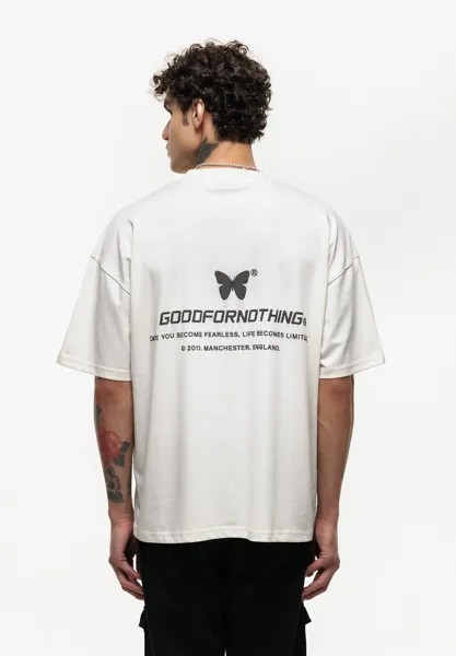 Футболка с принтом Oversized Off White Spirit T-Shirt Good For Nothing, бежевый